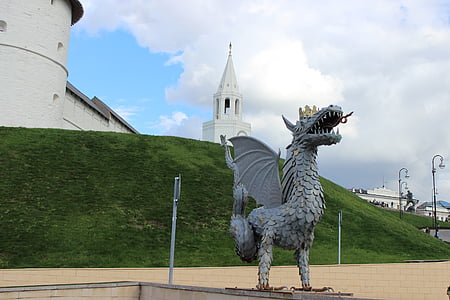 Dragon, Tunnelbana, gräs, arkitektur, Kreml, Kazan