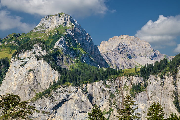 hory, stezka, pěší turistika, krajina, Švýcarsko, Lake oeschinen, léto