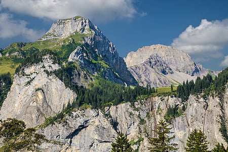 vuoret, Trail, Patikointi, maisema, Sveitsi, oeschinen järvi, kesällä