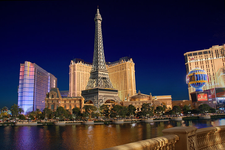 Las Vegasissa, Pariisi, yö, Matkailu, Maamerkki, Casino, City