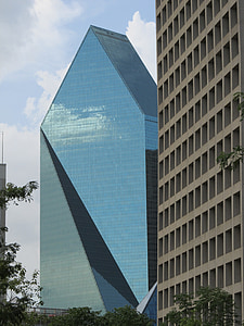 skyscrapers, glass facade, windows, reflection, design, buildings, downtown