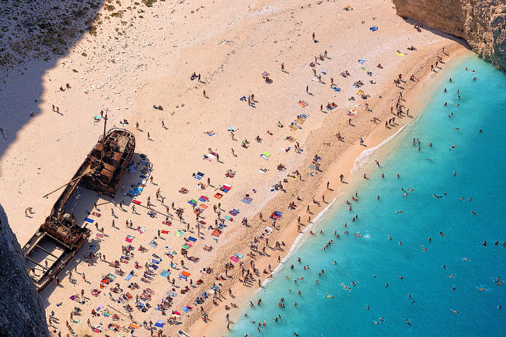 batık, Zakynthos, Yunanistan, Havadan görünümü, plaj, kum, Deniz