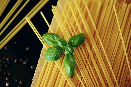 спагетти, базилик, лапша, макароны, итальянский, Средиземноморская, лист