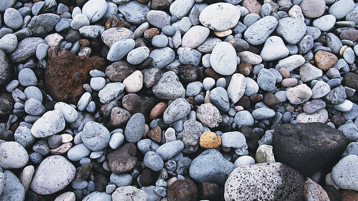 assorted, pebble, lot, rocks, pebbles, beach, sand