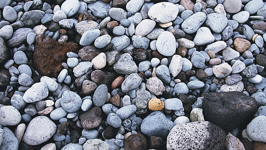 assortiment de, Pebble, beaucoup, roches, cailloux, plage, sable