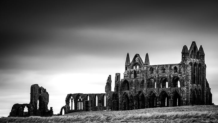 Whitby abbey, goth, Gothic, 199 kroky, Whitby, Yorkshire, Abbey