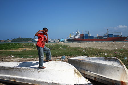 ung pojke, Dominikanska republiken, fattigdom, barn, hamn, Lekplats, svarta människor