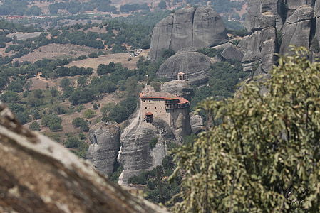 meteora, monastery, greece, cliff