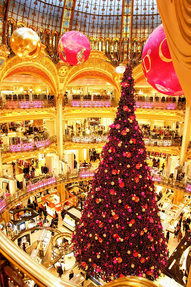 Pariis, La fayette, Kaubamaja, Prantsusmaa, jõulud, kaubanduskeskuses, Lafayette
