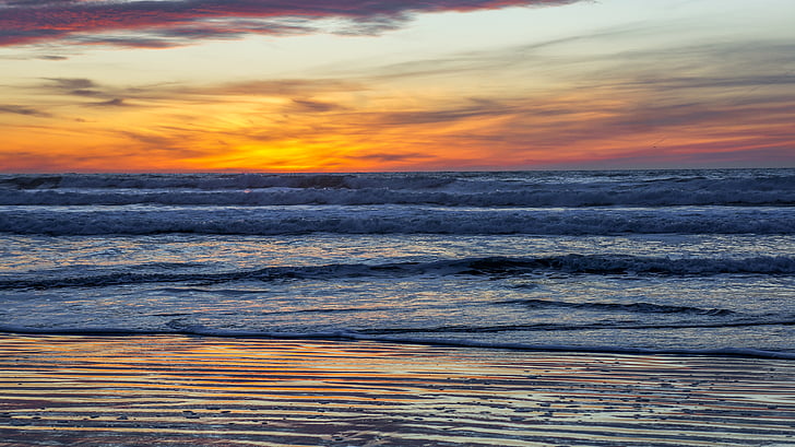 beach, golden, hour, sunset, dusk, sky, shore