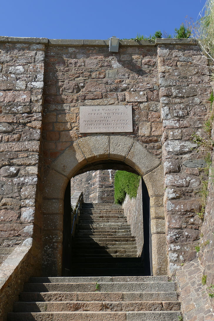 jersey, castle, orgueil, goal, stairs, island of jersey, gorey