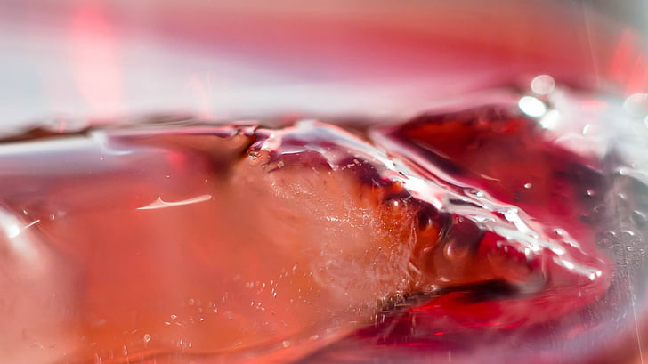 ice cubes, rose, wine, summer, drink, red