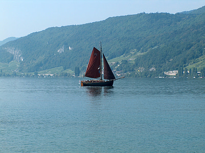 zeilschip, Lake, boot, zeilboot