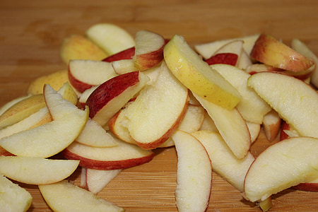 Apple, manzanas, rebanadas de, en rodajas, picado, chuleta, tablero