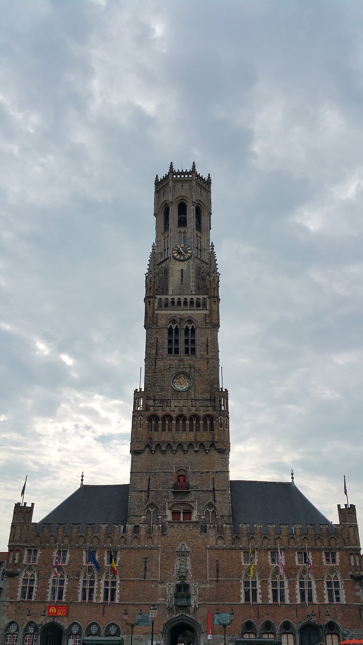 Bruges, Belgija, kanal, Brugge, srednjovjekovni, reper, zvonik