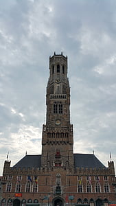 Bruges, Belgia, canal, Brugge, medieval, punct de reper, clopotnita