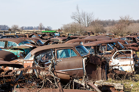 rust, rusten, rustne biler, forfall, landlig forfall, bil graveyard, Junkyard