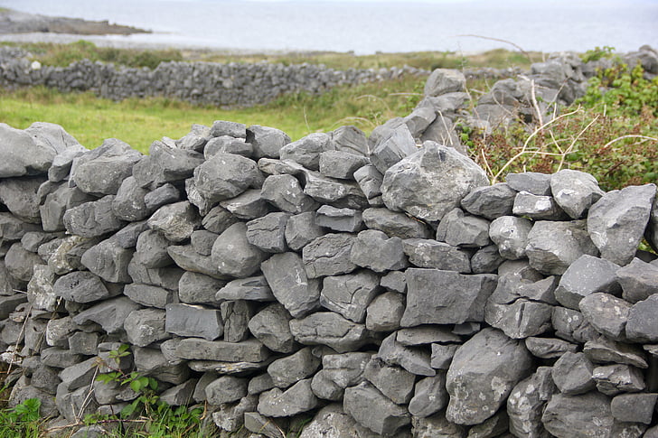pedra, cerca, Irlandês, parede, natural, textura, padrão