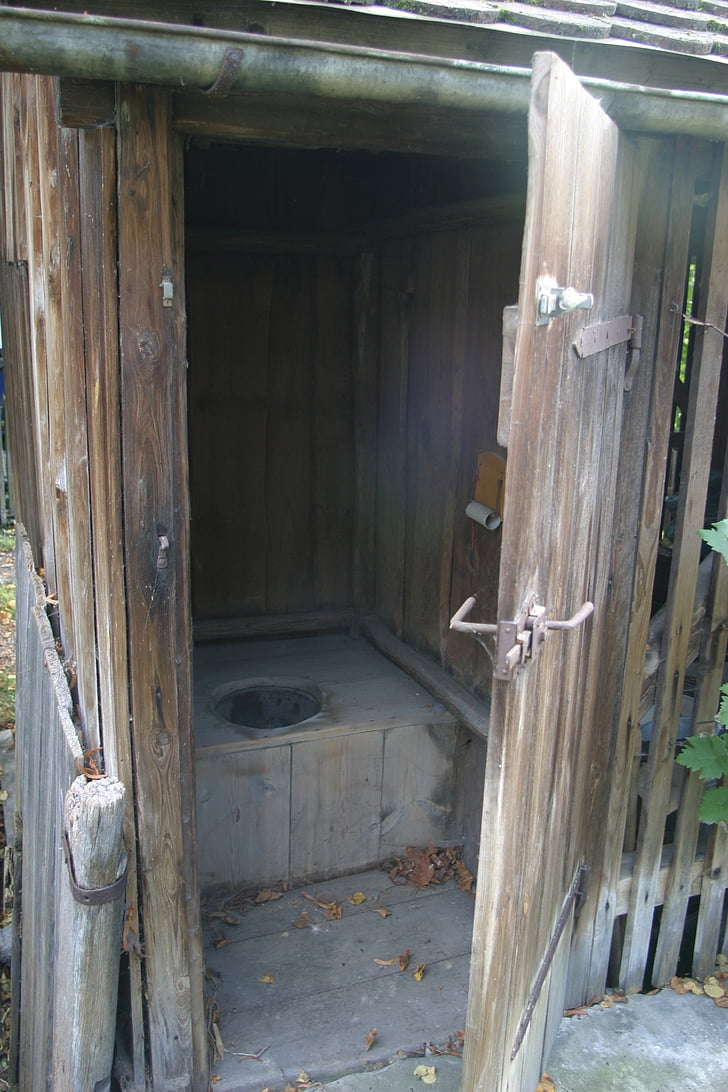 banheiro externo, Loo, vaso sanitário, banheiro velho, plumpsklosett, histórico-WC, madeira