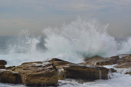 waves, splash, coogee, sydney, australia, splashing, ocean