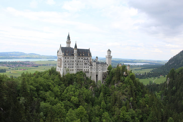 histórico, Alemanha, Castelo, arquitetura, Europa, Neuschwanstein, Alpes
