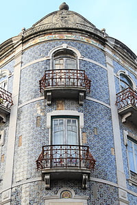 Portugalia, Lisabona, Lisboa, arhitectura, gresie, perete, balcon