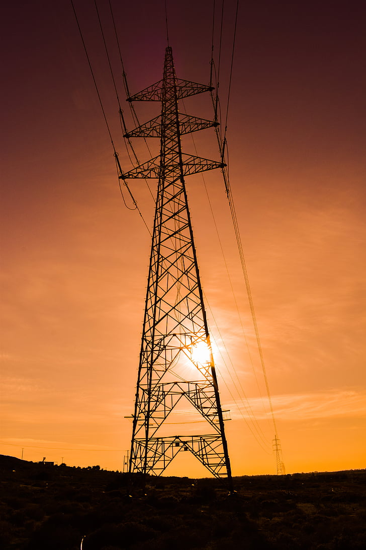 pylon, electricity, power, energy, sun, afternoon, light