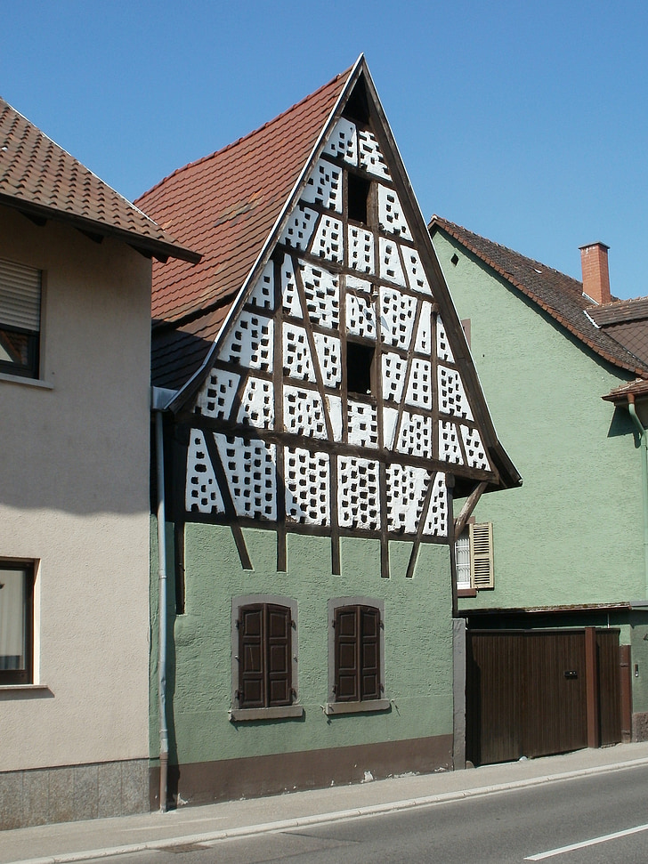 casa, Hockenheim, entramat de fusta, estructura, edifici, casa, vell