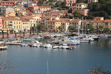ada, Porto azzurro, Elba, İtalya, bağlantı noktası, tekneler, Akdeniz