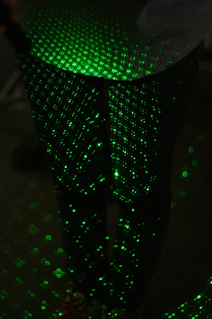 laser, verde, pernas
