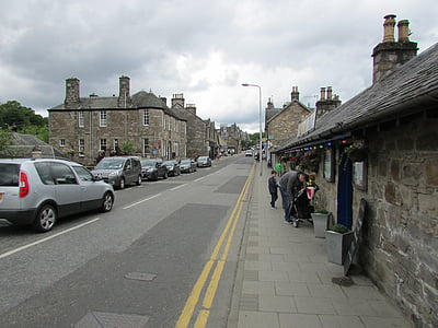 Skotlanti, Pitlochry, Street, Road, ajoratamaalaukset, näkökulmasta, Etäisyys