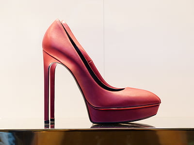 sko, høye heeled sko, pumper, dyrt, ekstravagante, rød, høy foran pumper