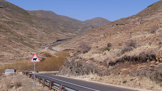 Lesoto, paisagem montanhosa, estrada, ampla, paisagem