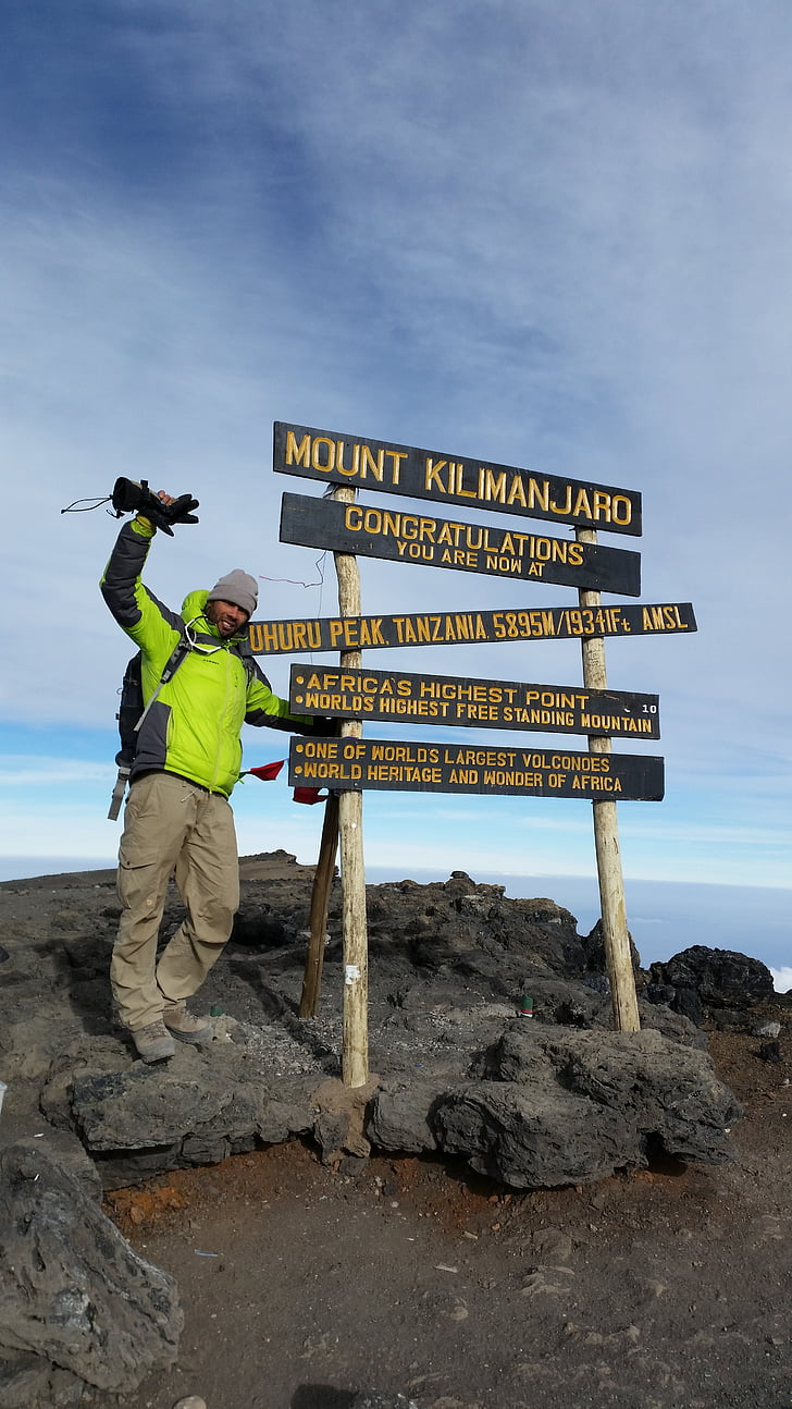 Kilimanjaro, montanha, alpinismo, montanhas, na parte superior, homem, pessoas