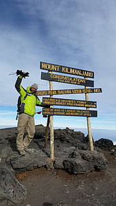 Kilimanjaro, mägi, mägironimine, mäed, ülaosas, mees, inimesed
