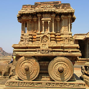 sten stridsvogn, Hampi, UNESCO world heritage site, Indien, vartegn, kultur, ruinerne