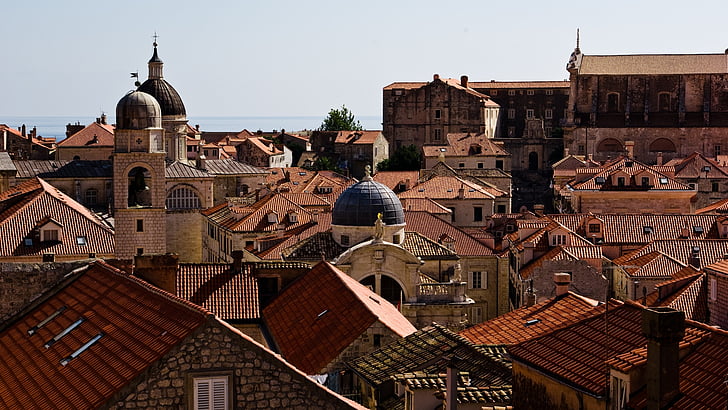 tak, oransje tak, brun tak, Dubrovnik, Kroatia, Europa, arkitektur