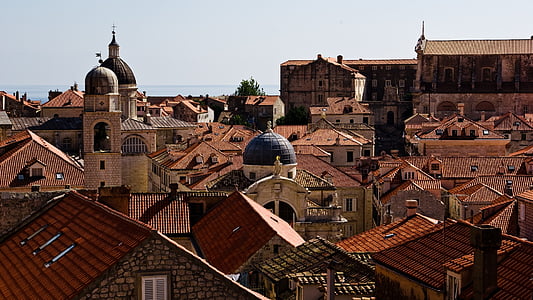 střechy, oranžové střechy, hnědý střechy, Dubrovník, Chorvatsko, Evropa, Architektura