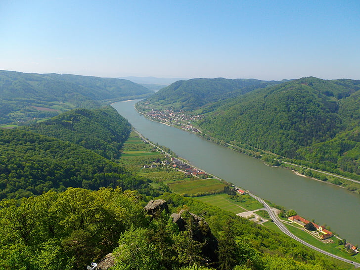 το καλοκαίρι, Δούναβης, aggstein, Wachau, Ποταμός, φύση, τοπίο