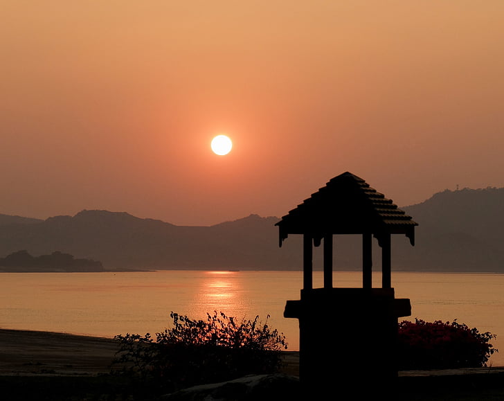 Bagan, solnedgång, Meditation, fred, andlighet, havet, naturen