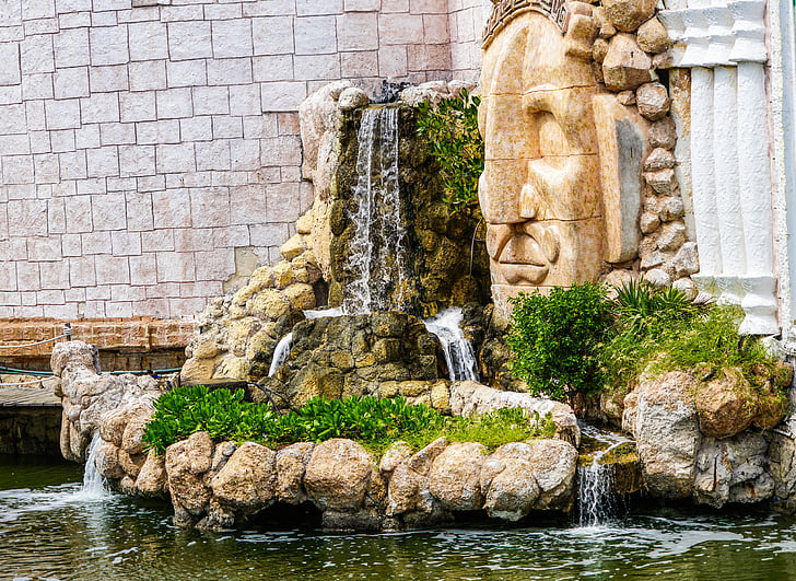 waterfall, cancun, mexico, mayan, landmark, stone, tourism