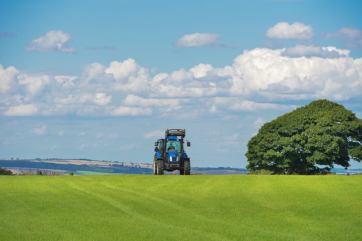 agriculture, farm, field, grass, lawn, meadow, tractor
