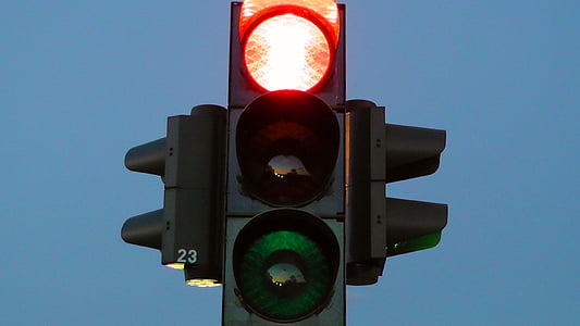 停止, 赤, ストリート サイン, 道路標識, トラフィック ライト, 交通信号, 含む