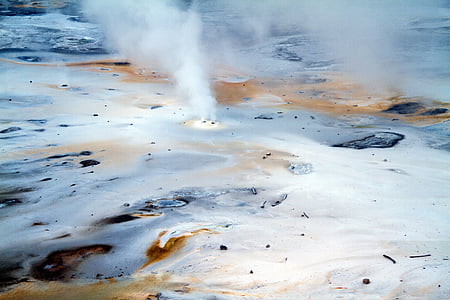 Yellowstonský národní park, Wyoming, mamutí pružiny, vulkanismus, horká, vulkanické, Yellowstone