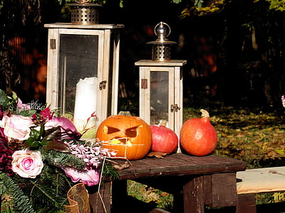 Perayaan, Halloween, labu, zadusznych, musim gugur, lilin