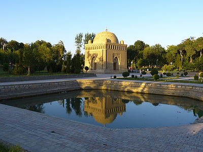 samanid mauzóleum, sírja, víz, tükrözés, Ismail samanis, Tholos tomb, tégla építészet