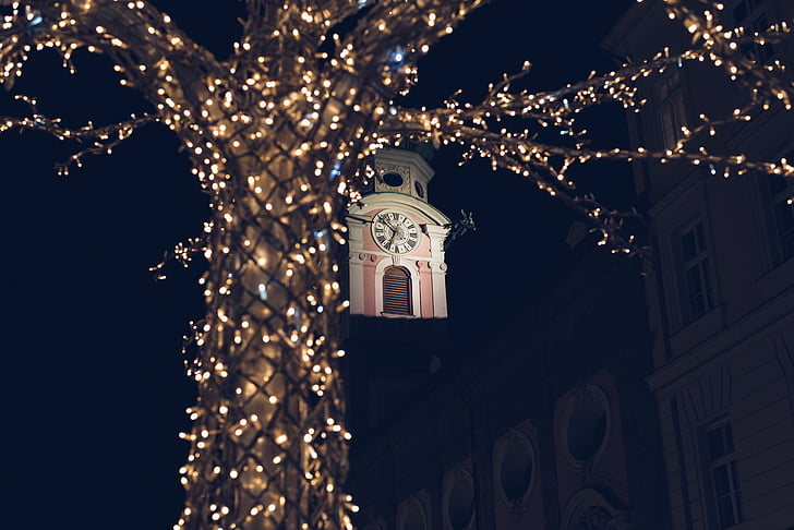 φωτογραφία, LED, στριπτιζ, φώτα, διανυκτέρευση, χρόνος, Χριστούγεννα