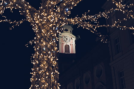 фотография, LED, ленти, светлини, нощ, време, Коледа