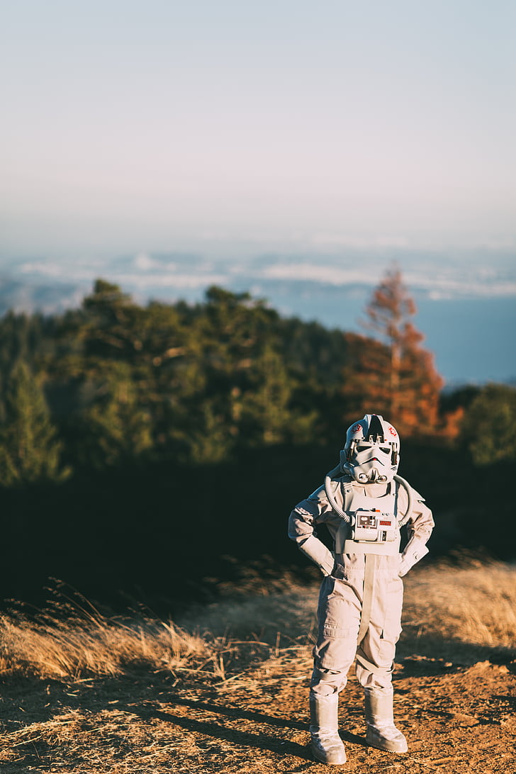 person, star, wars, costume, standing, mountain, daytime