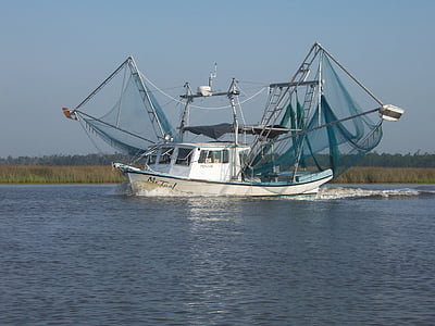 garnalen boot, Bayou, Mississippi